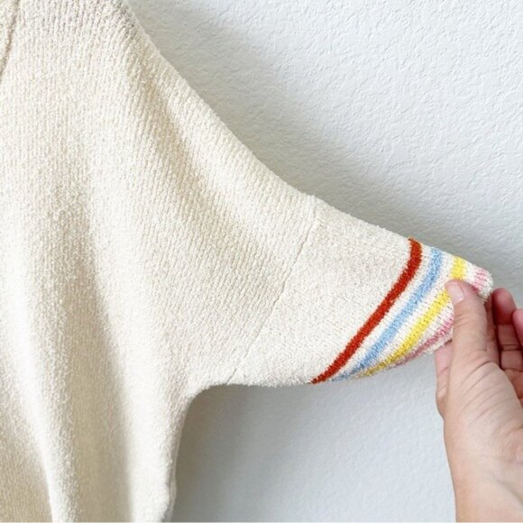 Madewell Henley Sweater Tee in Rainbow Stripe Size M - Picture 6 of 8